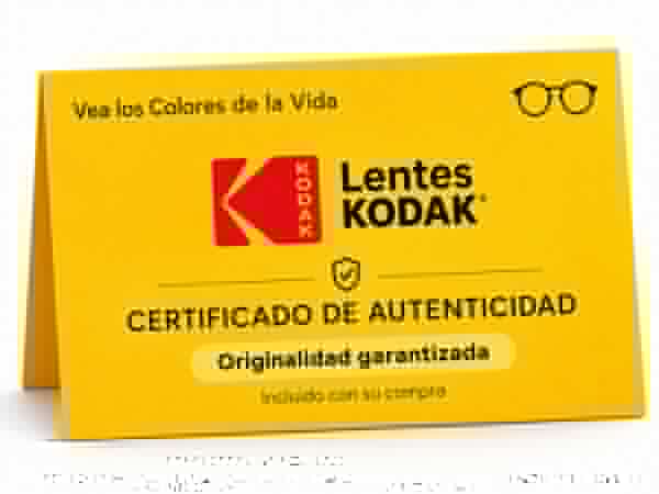 Certificado de autenticidad de lentes KODAK - Óptica Honda