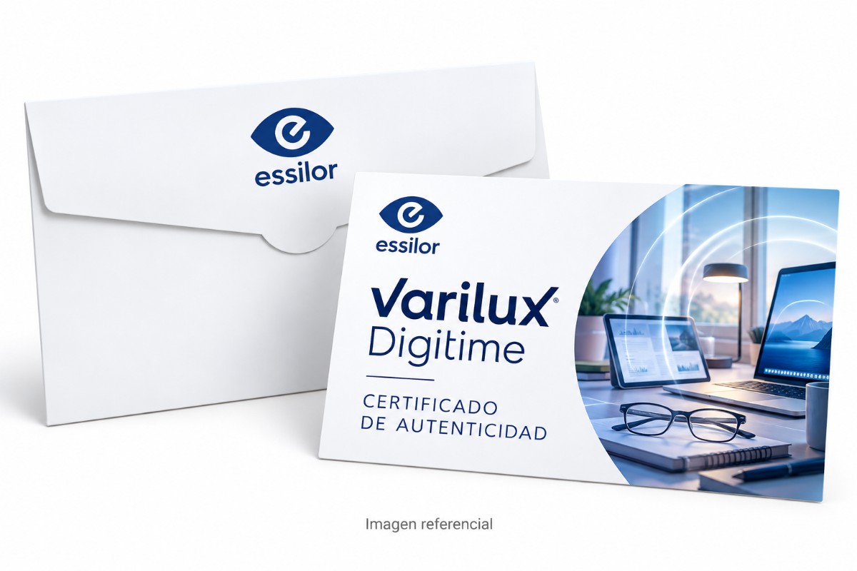 Imagen referencial del certificado de autenticidad Essilor Varilux Digitime