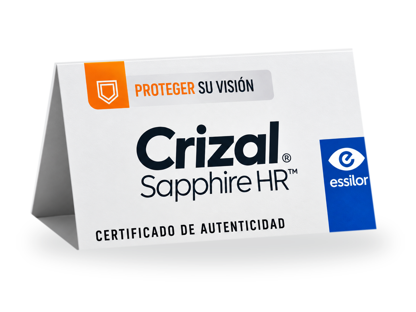Certificado de autenticidad Crizal Sapphire HR de Essilor (imagen referencial)